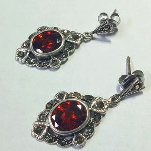 Garnet Sterling Silver Earrings